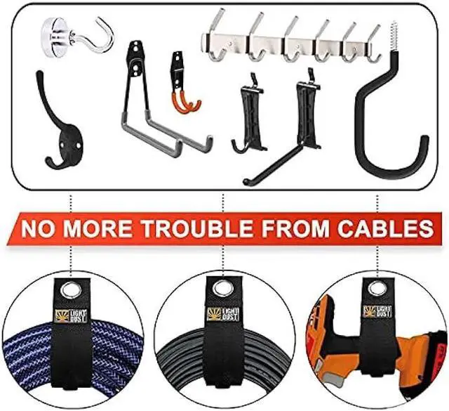 Alt view image 3 of 7 - 22PCS Extension Cord Storage Straps, Garage Hooks Organization Cable Holder, Utility Wall Mount Wrap Ties for Hose Garage Power RV Boat Rope Gadget Management, Hook & Loop Hanger Accessories