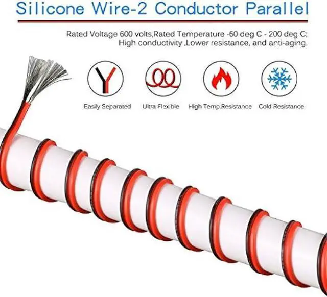 Alt view image 4 of 5 - BNTECHGO 20 Gauge Flexible 2 Conductor Parallel Silicone Wire Spool Red Black High Resistant 200 deg C 600V for Single Color LED Strip Extension Cable Cord,Model,50ft Stranded Tinned Copper Wire