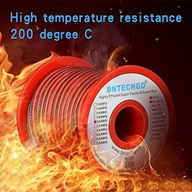 Alt view image 6 of 6 - BNTECHGO 20 Gauge Flexible 2 Conductor Parallel Silicone Wire Spool Red Black High Resistant 200 deg C 600V for Single Color LED Strip Extension Cable Cord,Model,50ft Stranded Tinned Copper Wire