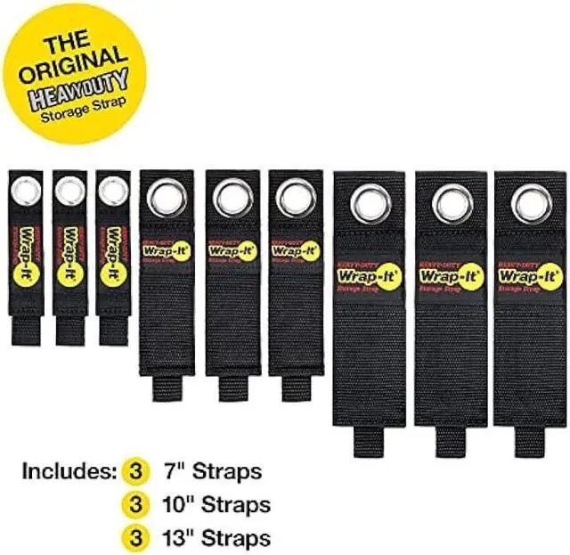 Alt view image 3 of 6 - Heavy-Duty Wrap-It Storage Straps - Assorted 9-Pack - Hook and Loop Garage Storage Strap, Extension Cord Holder, Hose, Cable Straps, Rope Organizer, Electrical, Boat, Wall Nylon Hanger, Tool Organizer