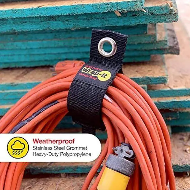 Alt view image 4 of 6 - Heavy-Duty Wrap-It Storage Straps - Assorted 9-Pack - Hook and Loop Garage Storage Strap, Extension Cord Holder, Hose, Cable Straps, Rope Organizer, Electrical, Boat, Wall Nylon Hanger, Tool Organizer