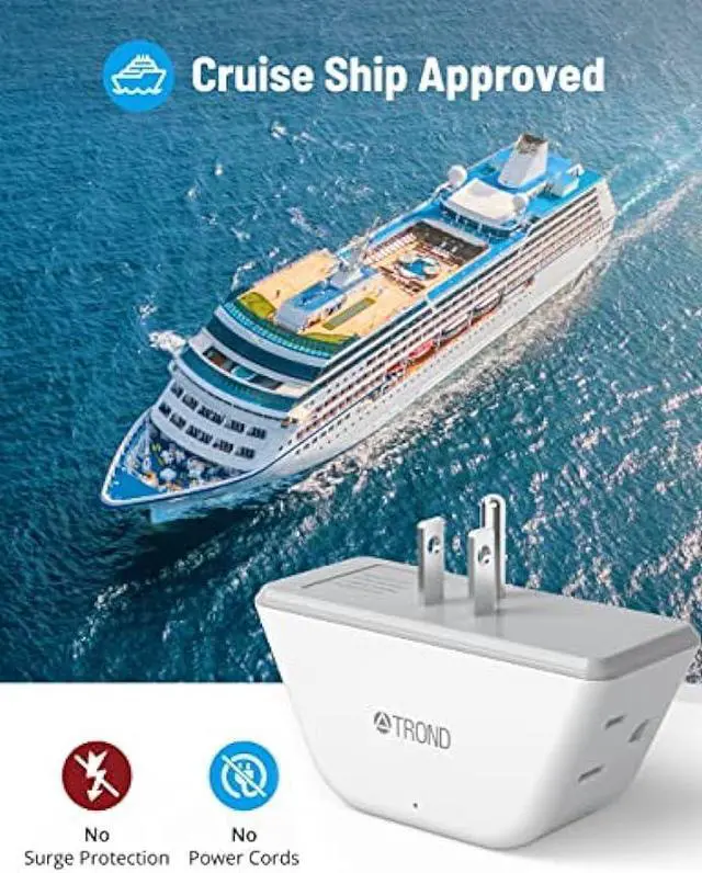 Alt view image 5 of 6 - Multi Plug Outlet Extender 2 Pack - TROND Electrical Wall Outlet Splitter, 3 Way Outlet Wall Adapter, Cruise Essentials, Small Multiple Plug Expander for Cruise Ship Home Office Dorm Room White