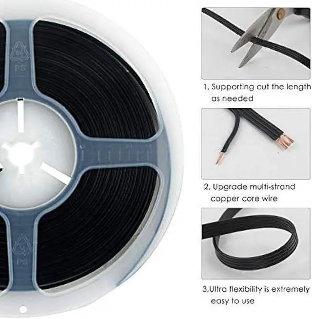 Alt view image 2 of 7 - RGBZONE 10M/33FT 22AWG 4pin LED Light Strip Cable Cord, LED Electric Wire 22 Gauge, PVC Plastic Flexible Conductor Extension Cable Line Cord for RGB LED Strip 5050 3528(Black)