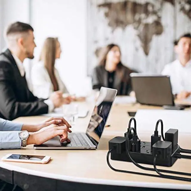 Alt view image 7 of 7 - Power Strip with USB,AOFO Extension Cord 8 Widely Spaced Outlets and 6 USB Charging Ports Surge Protector for iPhone iPad PC Home Office Travel, 5 Feet Long Cord, Black