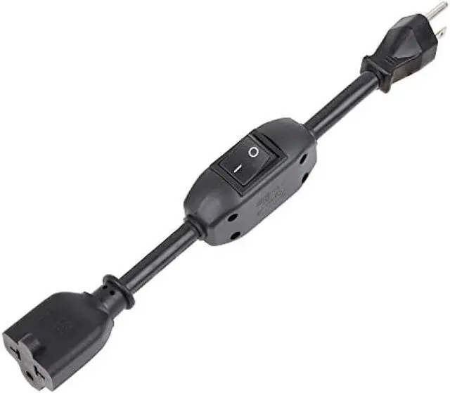Alt view image 2 of 2 - Heavy Duty On/Off Switch Extension Cord 12-AWG 15A Household Plug Male to Female T Blade Adapter Cable with Heavy Duty Double Break 20A 125V Inline Switch, L=32CM
