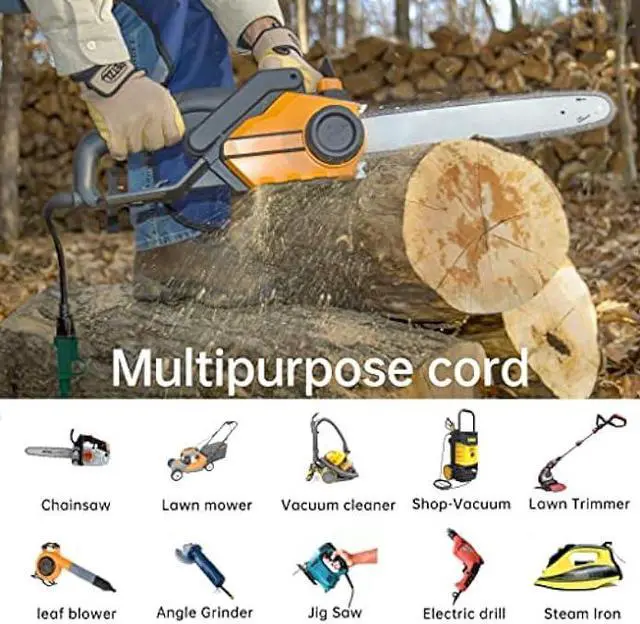 Alt view image 7 of 7 - Indoor Outdoor Green Extension Cord 50 ft Waterproof, 16/3 Gauge Flexible Cold-Resistant Appliance Extension Cord Outside, 13A 1625W 16AWG SJTW, 3 Prong Heavy Duty Electric Cord, ETL HUANCHAIN