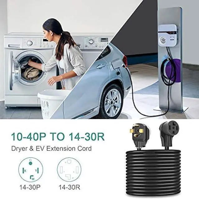 Alt view image 6 of 7 - Rophor Dryer Extension Cord 4 Prong, 30 Amp NEMA 14-30P to 14-30R Extension Cord for Dryer Power Extension and EV Charging, 125V/250V, 50 Feet