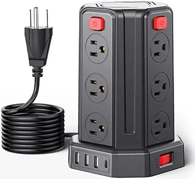 Main image of Power Strip with USB Ports 16.4FT Extension Cord with Multiple Outlets 12 Outlet 4 USB Power Strip Surge Protector