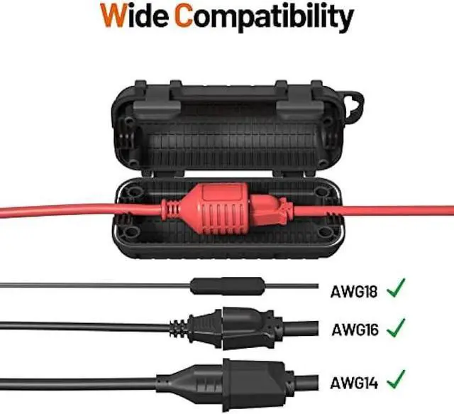 Alt view image 7 of 7 - 2 Pack Extension Cord Cover Outdoor, Cord Connector Protector IP54 Waterproof with 4 Detachable Latches, Indoor Outdoor Electrical Safety Box for Garden, Power Tools, Holiday Decoration Lights, Black