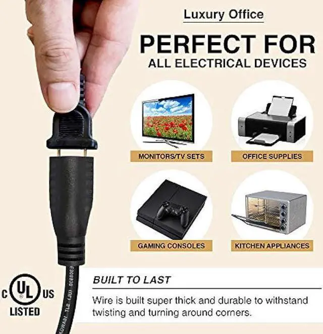 Alt view image 6 of 7 - 1 Foot Extension Cord - Flat Plug Space Saver Short Cable, Three Prong, 16 AWG Thickness - 5 Pack - By Luxury Office