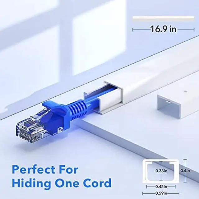 Alt view image 2 of 6 - Yecaye PVC Wire Covers for Cords on Wall, One-Cord Cable Concealer Kit, Paintable Cable Raceway Management, 304in Cord Hider, Max for 2 Small Cords for Home Office, W0.59in H0.4in