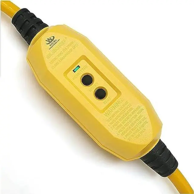Alt view image 4 of 5 - 6 ft - GFCI 12 Gauge Heavy Duty 3-Outlet SJTW Indoor/Outdoor Yellow Extension Cord by Watt's Wire - Short 6' 12-Gauge Grounded 15-Amp GFI Power-Cord (6 Foot 12-Awg Yellow GFCI)