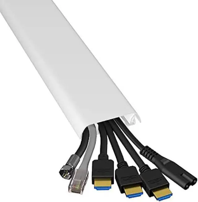 Alt view image 3 of 6 - D-Line TV Wall Mount Cord Hider, Hide Mounted TV Cables, Wire Covers, Self Adhesive Cover for Cords, Paintable, Low Profile, Seamless Cable Raceway - 2X 2.36in W x 0.59in H x 15.7in L - White