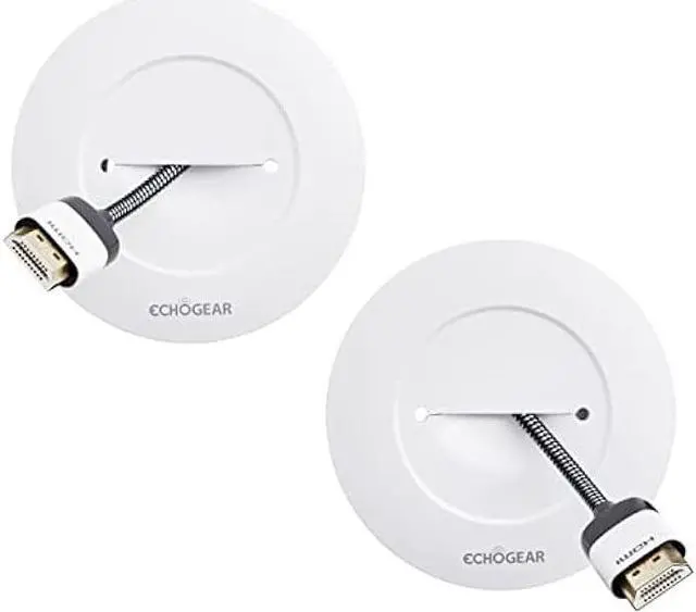 Main image of ECHOGEAR Wire Hiders for TV On Wall - White Cable Management Kit Hides TV Wires Behind The Wall- Includes 2 Pass Throughs, Locking Brackets, and Hole Saw Drill Attachment for Easy Install