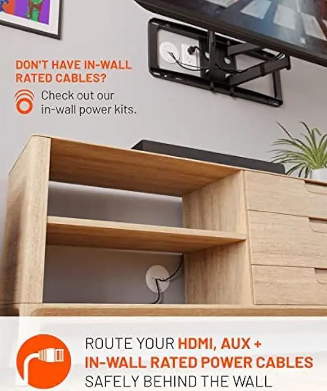 Alt view image 2 of 6 - ECHOGEAR Wire Hiders for TV On Wall - White Cable Management Kit Hides TV Wires Behind The Wall- Includes 2 Pass Throughs, Locking Brackets, and Hole Saw Drill Attachment for Easy Install