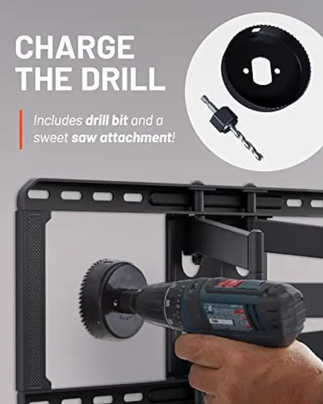 Alt view image 4 of 6 - ECHOGEAR Wire Hiders for TV On Wall - White Cable Management Kit Hides TV Wires Behind The Wall- Includes 2 Pass Throughs, Locking Brackets, and Hole Saw Drill Attachment for Easy Install
