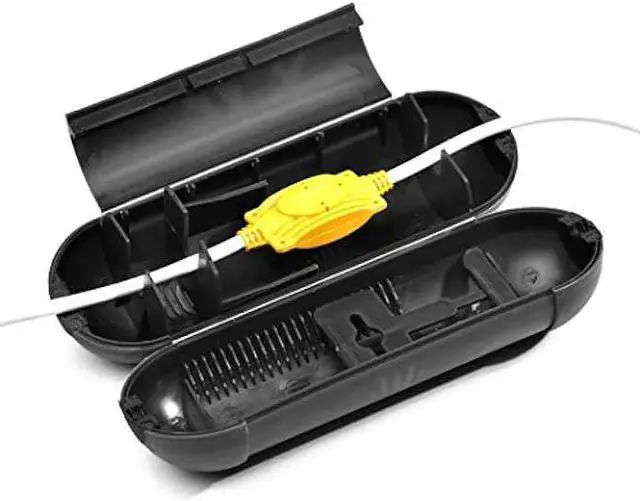 Alt view image 7 of 7 - 4 Pack Extension Cord Protective Cover Set (Black) | Indoor Outdoor Water-Resistant Holder for Holiday String Lights and Wires | Capsule Shaped Protector with Large Compartment