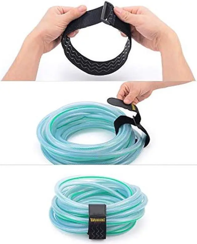 Alt view image 4 of 6 - Trilancer Elastic Cinch Straps with Anti-Slip Strips, 2 x 18(8 Pack) Hook and Loop Storage Straps with Buckle, Bundling Straps for Extension Cords, Cables, Ropes, Hoses, Bike, Boat, Pant Garters
