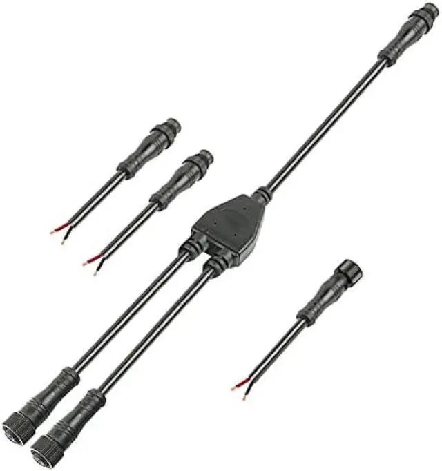 Main image of dstfuy 2pin Waterproof Connector,IP68 16WAG Y Shape 1 Male-Divided-2 Female Spillter Connector,LED Extension Cable for Car,Boat,Indoor/Outdoor LED Strip Lights.