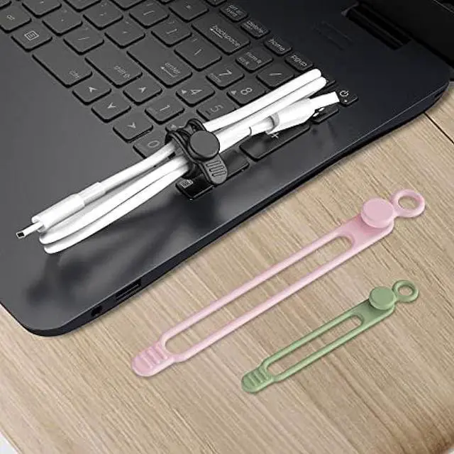 Alt view image 6 of 6 - Nearockle Silicone Cable Ties Cord Organizer for Cable Management, 24PCS 4.5 and 7.1 Reusable Cable Organizer Electronic Accessories for Home, Office, Kitchen, School, Travel (4 Colors)