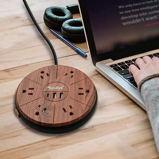 Alt view image 3 of 7 - Power Strip Surge Protector 6 AC outlets with USB and USB-C PD 20W Fast Charging 15A 1875W high Power Output Widely Spaced Multi outlets Circuit Breaker Safeguard for Home,Office, Dorm Room