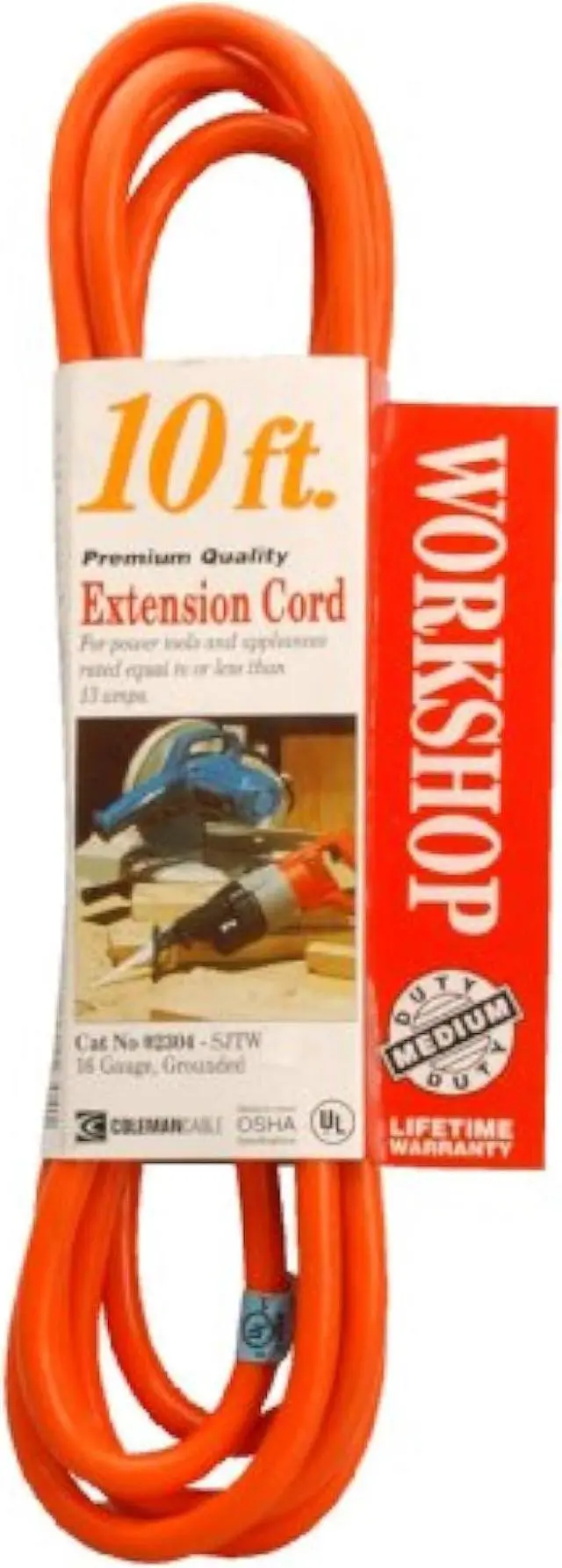 Alt view image 2 of 2 - Coleman Cable 02304 10-Foot 16/3 Vinyl Outdoor Extension Cord, Orange (23048803)