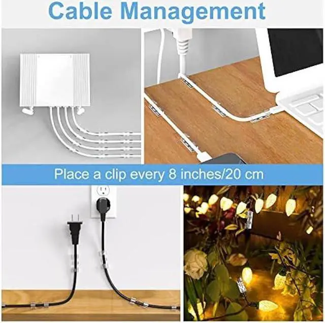 Alt view image 6 of 6 - TidyHelper Outdoor Light Clips (Assorted Sizes, 60 PCS), Adhesive Cable Cord Organizer for Wall, Clear Wire Holder Electric Wires, PC Management Under Desk, Christmas LED M&L