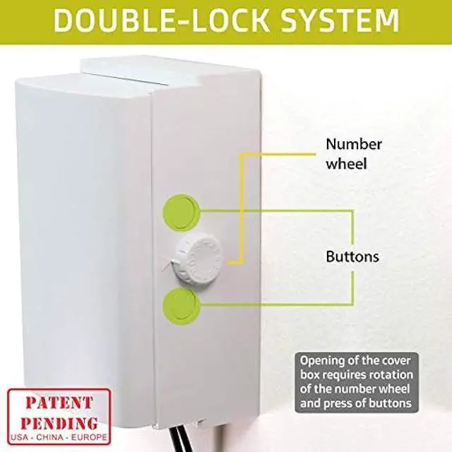 Alt view image 5 of 6 - Baby Safety Outlet Cover BOX [Patent Pending] Double Lock for Much Better Toddler Proofing, Easier Operation, Simple 3 Step Install with Included Screws. Provides Extra Space Inside for Plugs,Adapters