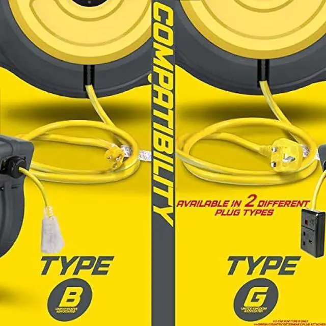 Alt view image 2 of 5 - ReelWorks Extension Cord Reel Retractable 12AWG x 50' Foot 3C/SJTOW Glow Strip Cable and Lightup Triple Tap Connector Advanced Slow Retraction Technology (SRT)