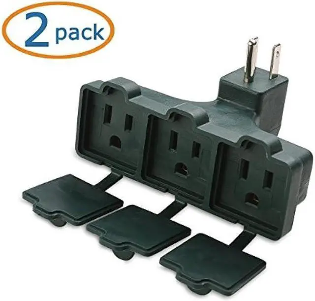Alt view image 2 of 6 - Cable Matters 2-Pack 3-Outlet Outdoor Outlet Splitter, UL listed Weather Resistant Outdoor Multi Plug Outlet/Plug Splitter with Covers
