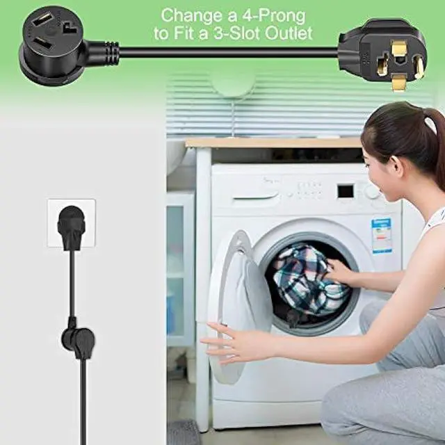 Alt view image 5 of 7 - Dryer Outlet Adapter, Dryer Plug Cord Nema 14-30P Male to 10-30R Female, 3 Prong to 4 Prong Dryer Plug Converter