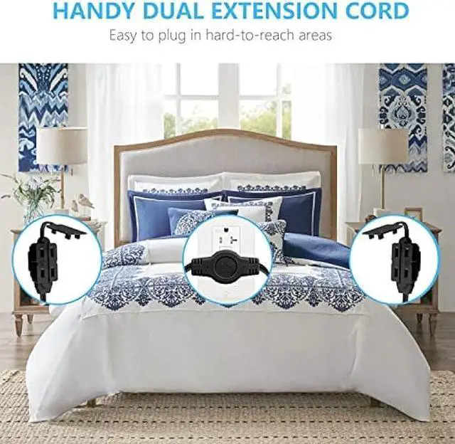 Alt view image 4 of 7 - Kasonic 12 Feet Twin Extension Cord Power Strip, 6 Feet on Each Side, Flat Head Outlet Plug,6 Polarized Outlets with Safety Cover, Double Extension Cord Splitter for Indoor Use, ETL Listed, Black