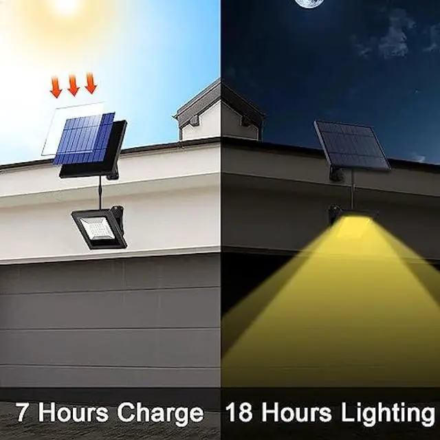 Alt view image 4 of 6 - Solar Outdoor Lights Garden LED Flood Lights with Extension Cable Dusk to Dawn Security Waterproof Landscape Lighting for Barn,Ceiling Porch, Cabin roof,Tree,Doorway,Yard,Street(Warm White)