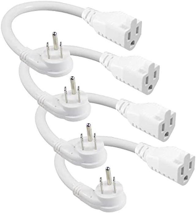 4 Pack] Flat Plug Short Power Extension Cord - 6inch White Low Profile Flat  Head 3 Prong Grounded Indoor Extension Cord,16AWG 13amp Household Appliance Electrical  Extension Cord with Flat Wall Plug 