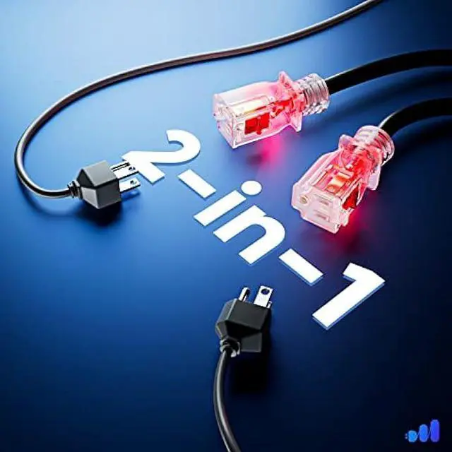 Alt view image 2 of 7 - 2 in 1 Outlet Power Extension Cord Splitter with Lock Feature 1.5 Feet, 16 Gauge (Power Cord Splitter/Outlet Saver)