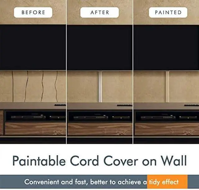 Alt view image 6 of 7 - TV Cord Cover Cable Raceway on Wall,31.5 inch Cable Management System for Cord Cable Concealer,Printable White Cable Cover Channel for Wall Mounted TV,Speaker Wire Hider,2X L15.7in W1.5in H0.7in