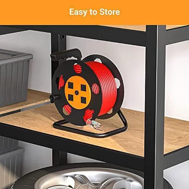 Alt view image 6 of 7 - DEWENWILS Extension Cord Storage Reel, Heavy Duty Open Cord Reel with 4-Grounded Outlets, 12/3,14/3,16/3 Gauge Power Cord Reel, Hand Wind Retractable, 15A Circuit Breaker, Orange