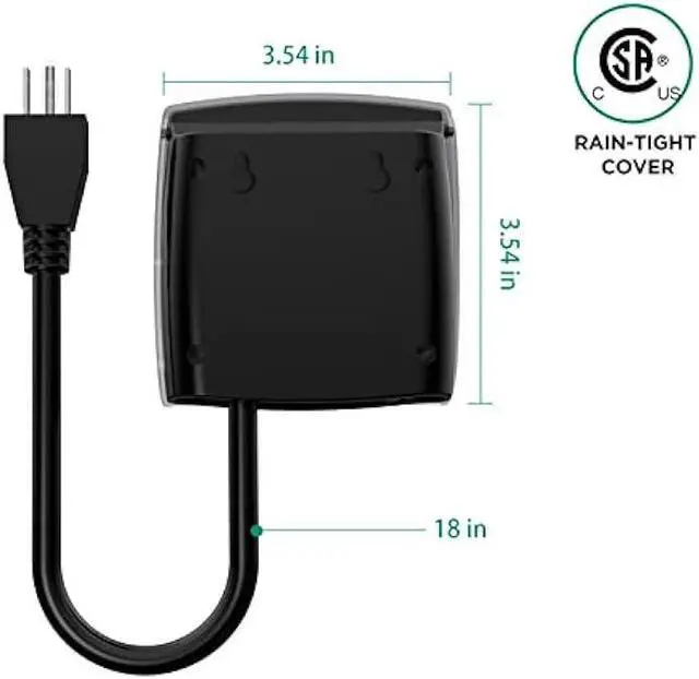Alt view image 4 of 6 - G-Homa Outdoor Mechanical 24 Hour Programmable Outlet, Waterproof Electrical Timer with Grounded Outlet, Plug in Switch with 18 Inch Extension Cord, Heavy Duty, 3/4HP, CSA Listed