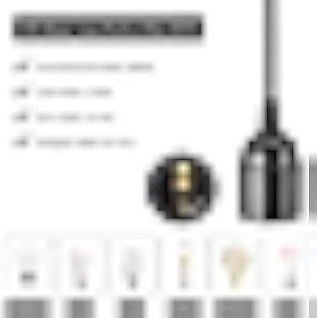 Alt view image 4 of 7 - 20Ft Extension Hanging Lantern Cord - Black, E26 Light Bulb Socket with Cord, On/Off Switch, Polarized Plug, UL Approval Pendant Light Cable with Socket (No Bulb)