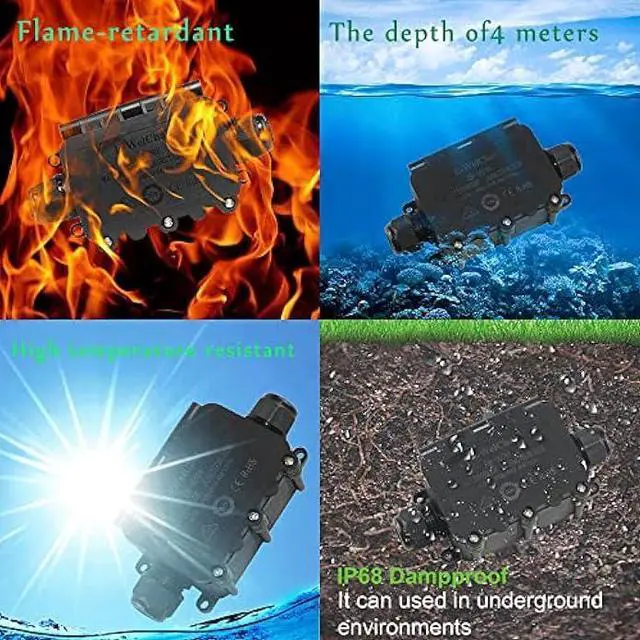 Alt view image 4 of 5 - Junction Box Outdoor Waterproof IP68, 2Way M20, Electrical Boxes Extension Cord Repair kit Coaxial Underground Cable Connector 2PCS