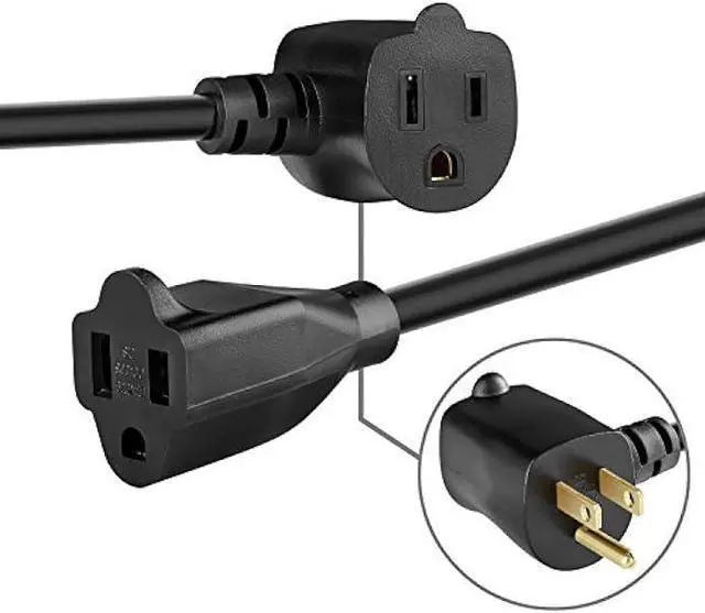 Alt view image 3 of 4 - Maximm Cable 2 Pack 6 Foot Angled Indoor Extension Cord/Wire, 2 Outlet Piggyback Extension Cord - Black - UL Listed