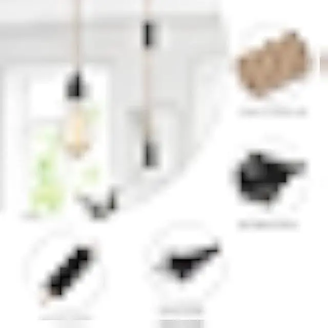 Alt view image 5 of 6 - Industrial 15ft Pendant Light Cord - Hanging Light Kit with Switch Plug in Vintage Fabric Lamp Cord with Twisted Hemp Rope Pendant Lights Socket Set E26 E27 for Pendant Lamp Farmhouse Lamp Cable DIY