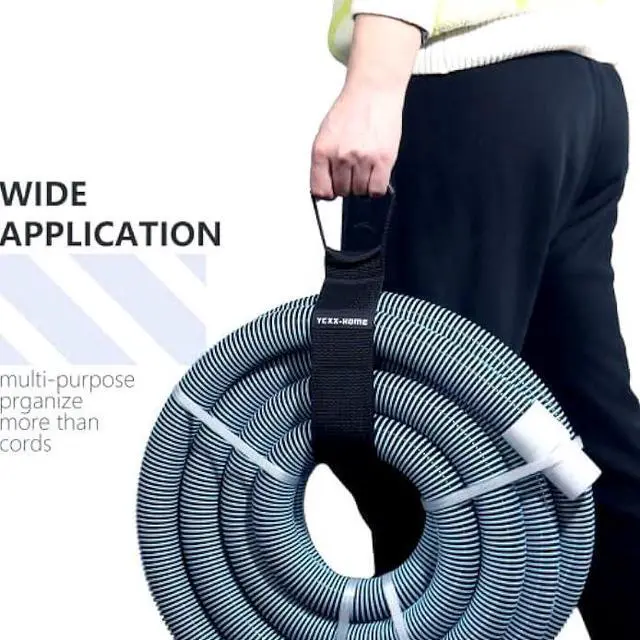 Alt view image 7 of 7 - 2 PCS Heavy Duty Cord Storage Wrap Holder Extension Hook and Loop Cord Hose Organizer Strap with Carrying Handle for Cords Garden Hose Swimming or Garage Tool (LARGE-28'')