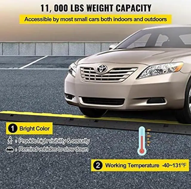 Alt view image 4 of 6 - Happybuy 3 Pack of 2 Channel 11000lbs per Axle Capacity Protective Wire Cord Ramp Driveway Rubber Traffic Speed Bumps Cable Protector