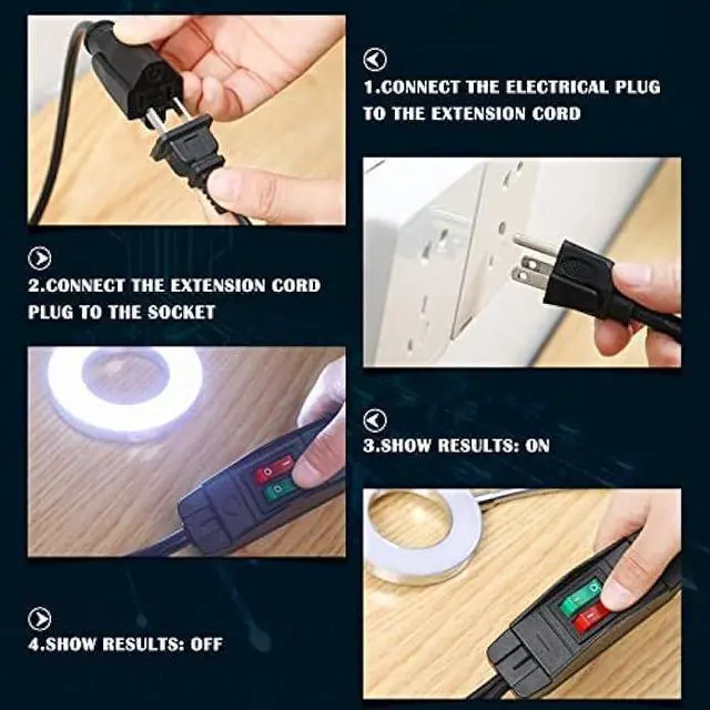 Alt view image 7 of 7 - Power Cord Extension Y Splitter with ON Off Switch Plug Splitter 2 Way Outlet Adapter NEMA 5-15R to 1 NEMA 5-15P with 14AWG 15A/125V and 18AWG 10A/125V Sub Line for Indoor Outdoor Use (Black, 1.8 Ft)