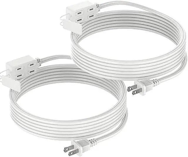 Main image of DURATECH Extension Cord, 3-Outlet Power Strip- 2 Prong, 16 Gauge- 12 Feet Indoor Extension Cord with Safety Cap, Perfect for Home, Office or Kitchen, White, ETL Listed, 2 Pack