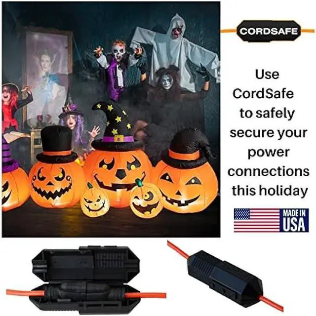 Alt view image 6 of 6 - CordSafe Extension Cord Plug Protector Safety Cover, Water-Resistant Indoor Outdoor, Keep Cords Connected, Patio Bistro String Lights Holiday Lights Christmas Lights Power Tools Fans 3pk Black