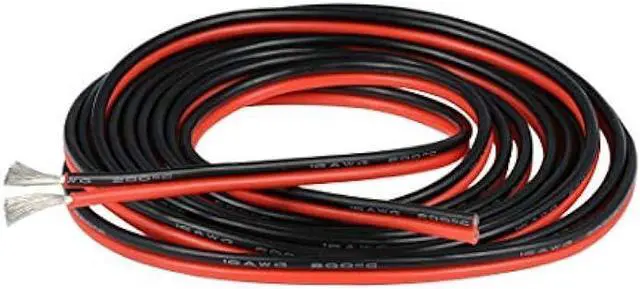 Main image of BNTECHGO 16 Gauge Flexible 2 Conductor Parallel Silicone Wire Spool Red Black High Resistant 200 deg C 600V for Single Color LED Strip Extension Cable Cord,Model,10ft Stranded Tinned Copper Wire