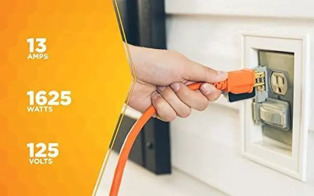 Alt view image 3 of 6 - Southwire 2307SW Vinyl Outdoor Extension Cord In Orange With 3-Prong Plug (25 Feet; 16/3 gauge)