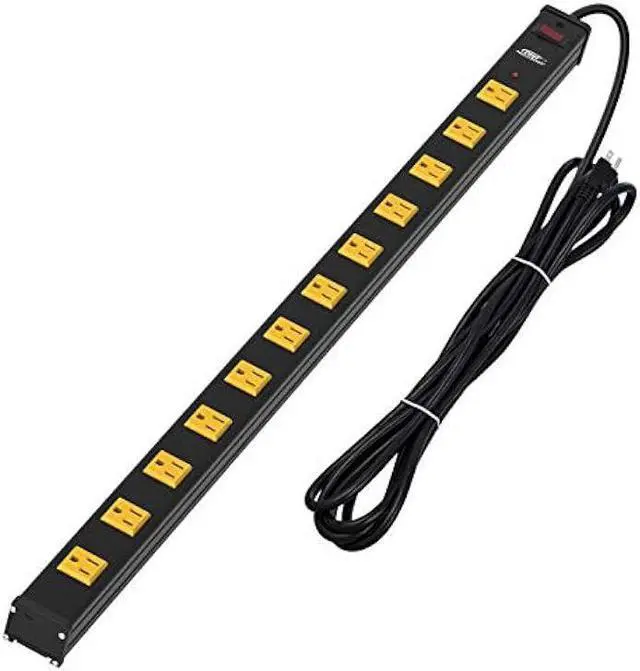 Main image of CRST Heavy Duty Surge Protector Power Strip Wide Spaced 12-Outlet 15 Feet Long Extension Cord with Mounting Brackets 15A Circuit Breaker 1800 Joules